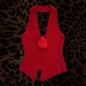 BNWOT With Jean Red Rose Knit Halter Top